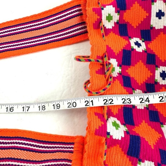 Wayuu Mochila Colombian Handbag Bucket Style Gaza Palete Bright Orange Brand New - Picture 13 of 16